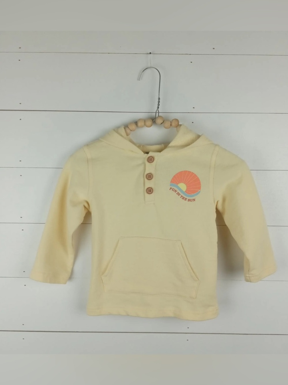 (A7) Art Class Toddler Hoodie 5T Yellow Sun Graphic Henley‎ Pullover Boho Surf